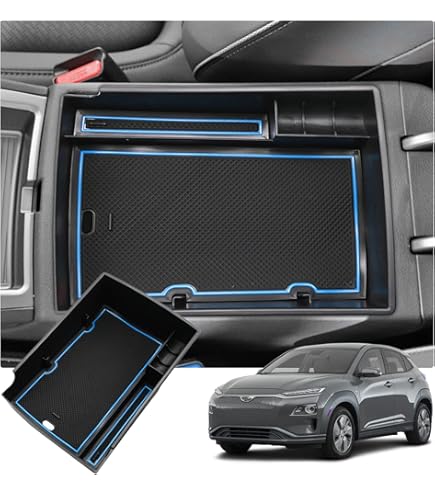 LANGBEAN Opbergdozen voor ARMSTEUN voor Hyundai Kona SX2 EV Hybird 2024 2025, Armsteun Organisator met Antislip Pad, Bovenste Laag Lade Organisator Accessoires