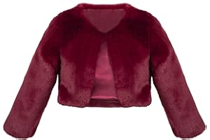 Lilax Girls Cozy Faux Fur Long Sleeve Crew Neck Dress Coat