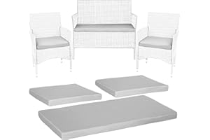 KISAA Living Outdoor Garden Rattan Cushions | 3-Piece Set for Rattan Patio Furniture | Comfy Seat Pads with Removable Cover | Water-Repellent, Durable, and Lightweight (Grey)