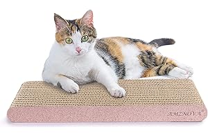 AMZNOVA Katzenkratzer, Kratzunterlage, strapazierfähiger, recycelbarer und wendbarer Karton mit Katzenminze, schmal, Glitzer-Roségold