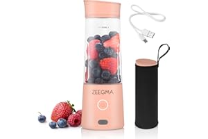 ZEEGMA VITAMINE GO Przenośny Blender do Koktajli i Smoothie 300W, Osobisty Mikser, Mini Blender 450 ml z 6 ostrzami, 2 Prędkości Bateria 5000 maH, 25 użyć na jednym naładowaniu (Brzoskwiniowy)