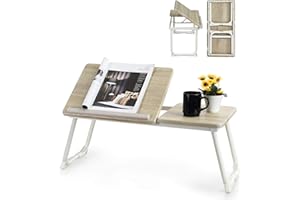 ‎MEUBLE COSY MEUBLE COSY Betttablett Frühstückstablett Laptoptisch Höhenverstellbar mit klappbaren Beinen Betttisch Notebookständer Lese Tisch Schreibtisch Faltbare für Sofa, Bett,Computer,PC, Weiß