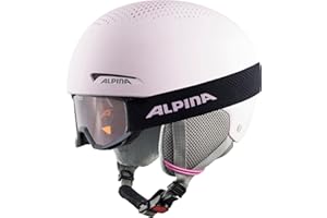 ALPINA ZUPO Set (+Piney) Casco de esquí, Unisex-Niños, Light-Rose Matt, 48-52 cm