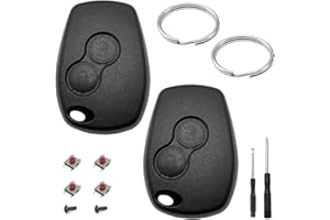 JJCHQ 2 Pezzi Guscio Chiave Auto 2 Tasti Compatibile con Dacia Duster Dokker Logan Lodgy Sandero Stepway Ricambio Telecomando Custodia Chiave Cover con Portachiavi Accessori