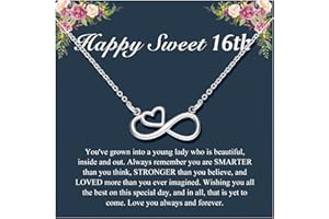 D Dongjiangjin Gift Infinity Heart Birthday Necklace for 13 16 18 Year Old Women Girls, Birthday Present for Daughter Granddaughter Sister Friends
