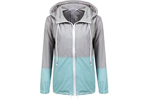 UNibelle Regenjacke Damen Regenmantel wasserdicht atmungsaktiv Leicht Übergangsjacke dünne Steppjacke Reißverschluss Sommerjacke mit Kapuze winddicht Outdoorjacke im Herbst S-XXL