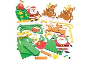 Baker Ross Kits de Rennes et de traîneaux (Paquet de 2) - Kits créatifs de Noël pour Enfants, Doré