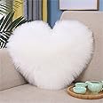 Cuddly Heart Cushion Super Soft 3D Heart Shape Fluffy Filled Cushion Cosy Warm Cuddly Heart 3D Cushion Pillow Home Decoration Gift for Living Room Bedroom Dining Room Office Sofa Cars Chairs White