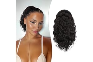 RUWISS Kręcone kucyki treski dla czarnych kobiet, 30 cm czarny brązowy afro syntetyczne ponytail codzienne przedłużanie imprez