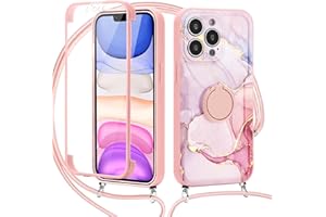 ZhuoFan Funda con Cuerda para Oppo Reno7 5G/Find X5 Lite 5G 6.43", Carcasa con Soporte de Anillo Giratorio de 360 Grados con Colgante Ajustable Collar Correa 360° Protección Silicona Fundas, Mármol 04