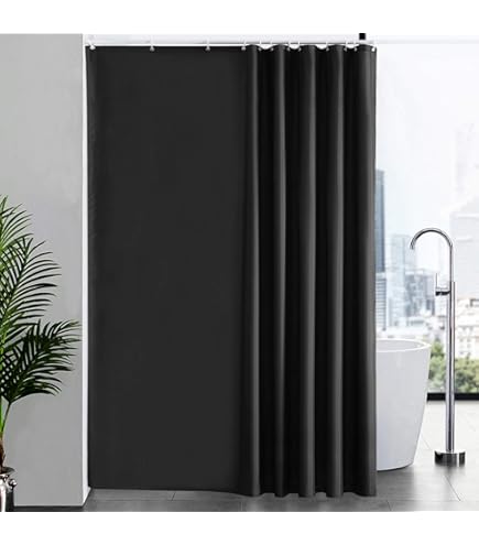 EurCross Douchegordijn, extra lang linnen textuur, 180 x 220 cm, beige, textielstof, waterdicht, 220 lengte, zwaar hotelluxe, anti-schimmel, wasbaar, badgordijn met 12 ringen
