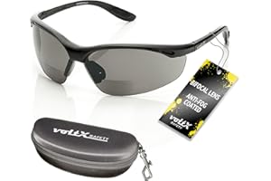 voltX 'CONSTRUCTOR' Occhiali di sicurezza da lettura BIFOCALI (SCURI +2,5 diottria) con certificazione CE EN166F/Occhiali da ciclismo con custodia rigida – Bifocal Safety Glasses