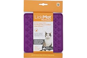 LickiMat Mini Classic Buddy Cat Food Mat, Cat Slow Feeder for Boredom & Anxiety Relief for Cats, Perfect for Food, Treats, Yoghurt & Peanut Butter, Fun Alternative to a Slow Feeding Bowl, Purple