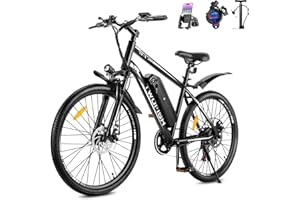 TWOFISH Electric Bike, 26" Electric Mountain Bike for Adults with 36V 15Ah Battery Max Range 100 KM 25KM/H 3 Riding Mode 7 Speed E Bike with Disc Brakes LED Display, TF-1