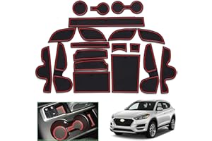 GAFAT 2015-2020 Hyunda-i Tucson (Automatic Transmission) Non-Slip Car Mats, Rubber Mats for Centre Console, Cup Holder, Door Seam (Red)
