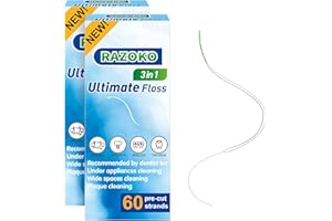 RAZOKO Dental Floss for Braces, Super Floss Pre-Cut Strands,60 Count, Pack of 2