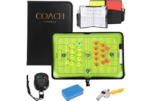 LUFEIS Fotbolls taktiktavla, tränarväska, bärbar träningsväska, fotboll, med rött gult kort, magneter, domare visselpipa, timer och suddgummi, för taktiska instruktioner och träning