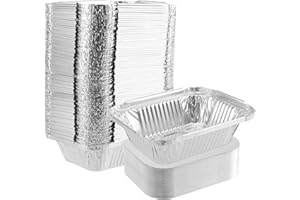 PUCSIQ 100 Stuck 13x10x4.2cm Aluschalen Tropfschalen Quadrat Aluminiumschalen 260ml Aluschalen aus Aluminiumfolie Aluschalen mit Deckel für Grill, Kuchen, Obst und Gemüse