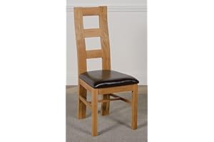 Oak Furniture King Yale Set of 2 Dining Chairs for Dining Room or Kitchen | Ladder Back Wooden Dining Chairs set of 2 with Braced Oak Legs