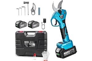 SEESII 800 W borstlös grensax batteri, batteri-trädgårdssax med 2 x 4,0 Ah-batterier, 40 mm skärtjocklek, SK5-blad, elektrisk