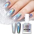 BORN PRETTY Iridescent Nail Polish 10ml Magic Rainbow Silver Effect Nail Lacquer Holo Glitter Super Shine Nail Art Polish Holiday Varnish Gift Set for Women Girls