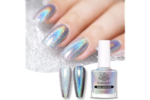 ‎BORN PRETTY Born Pretty Glitzer Nagellack, Nagellack Holographic Glitter Regenbogen Shining Glitter Super Shine Nail Art Polish Silber