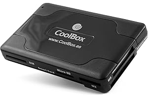 CoolBox CRE065 - Card Reader Externo, Lee DNI Electrónico 4.0, Tarjetas SIM, SD, MMC, MicroSD, SDHC, SDXC. Incluye Hub USB2.0 de 3 puertos. Lector de Tarjetas Externo USB de Color Negro