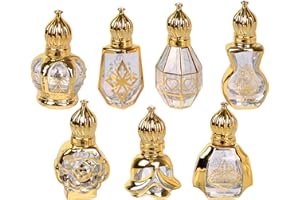 JasCherry 7 Botellas De Rodillo De Aceite Esencial Botellas De Vidrio Vintage Con Rodillo Botella De Aceite Esencial De Estilo Oriental Botella De Perfume Recargable Vacía Para Líquidos