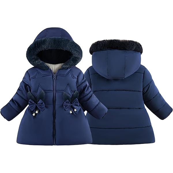Vêtement école Chaud Runstarshow Manteau Hiver Fille - Parka Rembourrée Capuche Amovible - Doublure Polaire - Taille 3-12 Ans - 4 Couleurs Manteau Scolaire Chaud