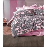 DENİZLİ &Ccedil;EYİZ Tek Kişilik &Ccedil;ocuk Nevresim Takımı Love Pembe