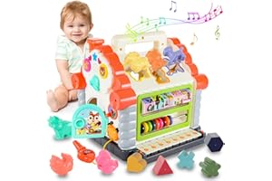 EASTSUN Early Education 18 M+ Olds Baby Toy Multifunctional Musical Activity play Centre House with Music/Light/Cubic Block for Children & Kids Boys and Girls