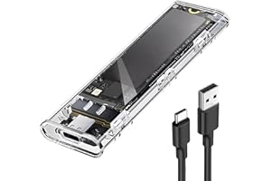 GEU M.2 NVMe SSD Enclosure Clear Tool-Free USB 3.1 Gen 2 10Gbps NVMe External Hard Drive Enclosure, USB Type-C NVME Adapter Support UASP TRIM M & M+B Key in 2230 2242 2260 2280 SSDs (Transparent)