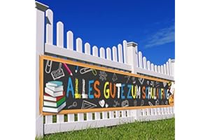 PARSUP Alles Gute Zum Schulanfang Banner 300x50cm großes Banner für den ersten Schultag, Willkommen zurück in der Schule, Party-Dekorationszubehör, Banner für Klassenzimmer, Büro, Schule, Lehrer(Schwarz)