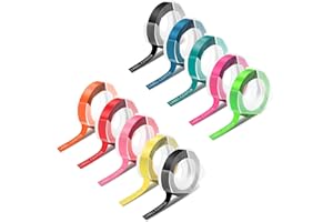 3D Nastro Etichette a Rilievo LabelCenter compatibile in sostituzione di Dymo Embossing Etichette Autoadesive S0847730 Bianca su Nero, per Dymo Junior Omega Etichettatrici a Rilievo, 9 mm x 3 m, 10X