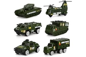 Dreamon Jouet Véhicule Militaire en Plastique et en métal avec 6pcs Mini Modèles Voitures Classiques pour Enfants de 3 4 5 Ans