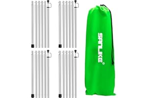 SAN LIKE Palo da Tenda da Campeggio Regolabili, Palo Telescopico per Tende Rubinetti o Tende da Sole Teloni, Pali da Tenda Pieghevoli in Acciaio Inox per Tettuccio di Protezione Antipioggia, Set di 2