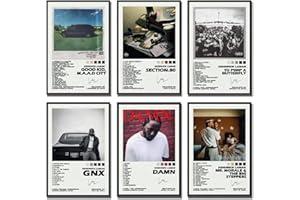 Eiebate Un Set di 6 Poster dell'Album di Kendrick Lamar con Firma, Poster Artistici da Parete su Tela, Poster Decorativi Estetici per Stanza, Stampa Decorativa 20x30cm (08x12pollici) Stile-2