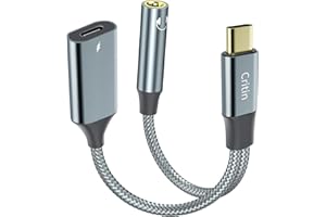 CRITIN Adapter USB C na jack 3,5 mm i ładowarka, adapter USB C na AUX Audio Jack z PD 60 W kabel do szybkiego ładowania do Samsung Galaxy S23/S22/S21/S20/Pixel 7/6/Huawei Mate 40/P30/Mate 60