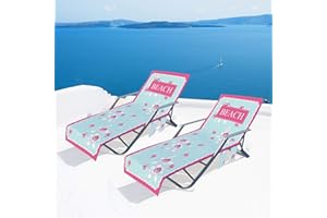 LAOXI Beach chair cover, deck chair, beach towel cover with side storage pockets, pool lounge chaise lounge sun lounger with side storage pockets, for holidays, quick-drying terry towels