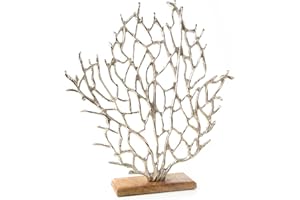 Logbuch-Verlag Decorazione marittima, corallo, in metallo su base in legno, grande regalo marittimo, bagno, vacanze, mare, 41 cm