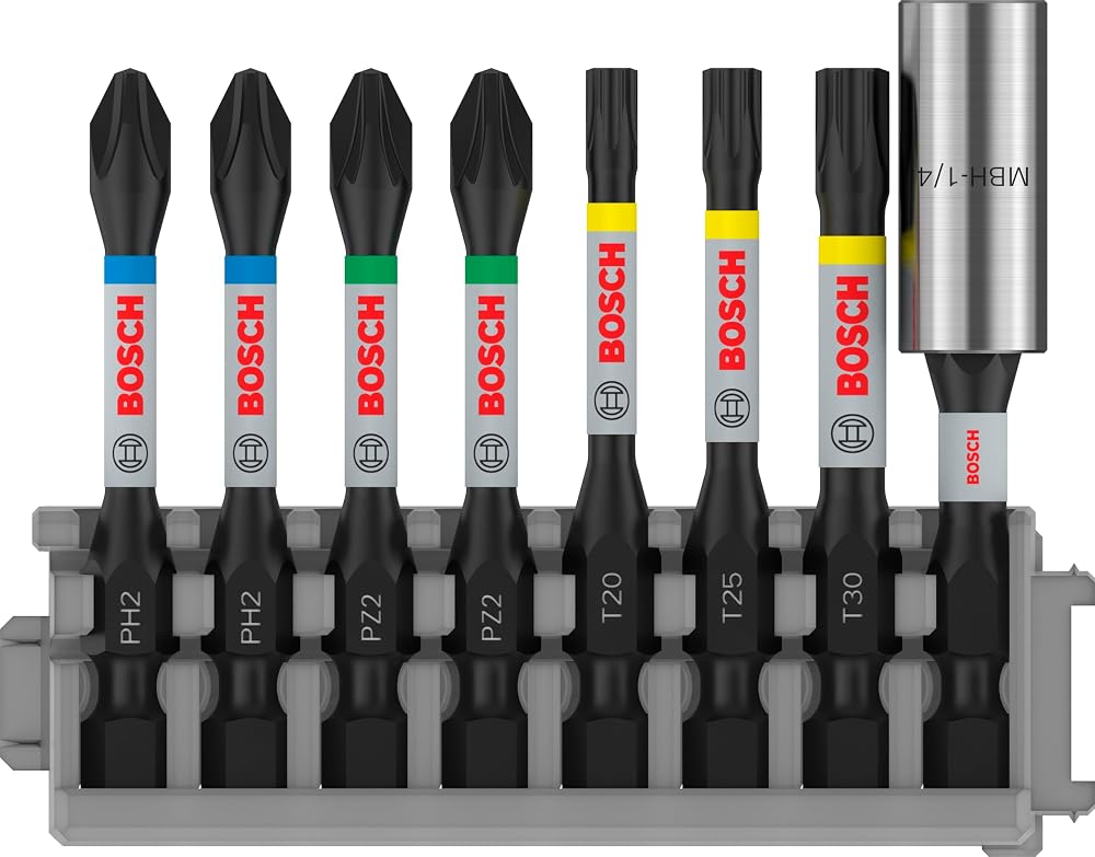 Bosch Professional Accessories Professional aksesuar 2608522326 Bosch Professional Accessories Professional 8 parça Tornavida Seti (Impact Control, T/PZ/PH Bits Uzunluğu: 25 mm, Pick and Click)