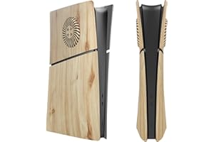 Hzxkqmil Wymienne Płyty Obudowy dla PS5 Slim Konsoli Digital Edition, Płyty Boczne z Otworami Wentylacyjnymi Niestandardowy Obudowa ABS Anty-zadrapania Odporna na Wstrząsy Akcesoria, Woodgrain