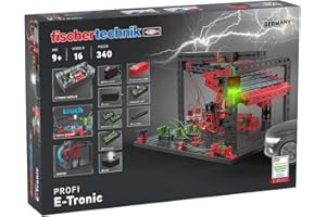 fischertechnik 559883 PROFI E-tronic – Elektronik Bausatz für Kinder ab 9 Jahren, Experimentierkasten mit Transistoren & Kondensatoren, fördert technisches Verständnis, Schwarz