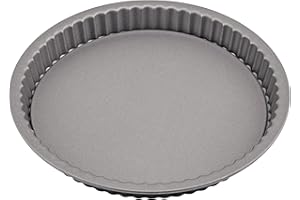 Judge Everyday JDAY74 Non Stick Round Flan Tin, Loose Base, Carbon Steel, Grey, 10"