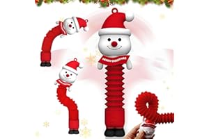 GYTERA Christmas Telescopic Tube Fidget Toy, Novelty Sensory Tubes Fidget Toys, Large Pop Tubes Toddler Toys, Sensory Toys for Autism, Party Bag Fillers for Kids, for Girls Boys (Snowman)