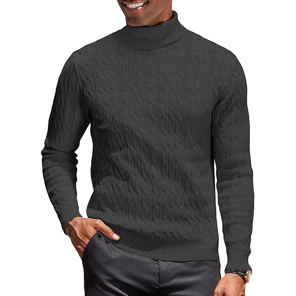 COOFANDY Trui voor heren met col en lange mouwen, fijn gebreide sweater met col, vrije tijd, slimfit, basic, trui voor mannen, zwart, M