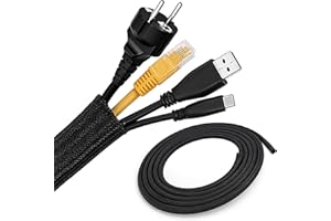 ECENCE 3m / 118inch Osłona na kable 13-20mm Samozamykająca się osłona na kable prowadnicę do kabli można przyciąć na wymiar do komputera kina domowego samochodu biura samoprzylepna tkana