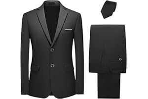 KUDMOL Costume Homme 2 Pièces Mariage Business Slim Fit Smoking à Deux Boutons de Couleur Uni à la Mode Blazer Veste et Pantalon avec Cravate