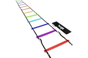 Yes4All Escalera de Agilidad 3m, 4m, 5m, 7m con 8/12/20 Peldaños, Equipo de Entrenamiento de Velocidad con Escalera de Agilidad Definitiva, Juego de Pies para Entrenamiento de Equilibrio para Fútbol