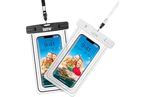 EOTW 2 Stück wasserdichte Handy Hülle, Wasser- und staubdichte Hülle für iPhone 15/14/13 Pro,Galaxy S23+,Nexus, HTC und mehr, Super Hülle für den Strand und Wassersport (Weiß+Schwarz)